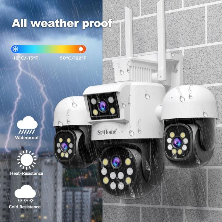 SriHome SH069 4-In-1 Quad Lens Wi-Fi Smart Security Camera, 3 x Pan/Tilt and 1 x Static Lens - Image 10