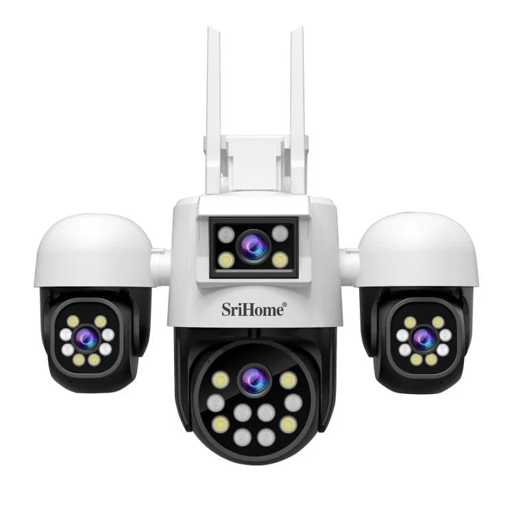 SriHome SH069 4-In-1 Quad Lens Wi-Fi Smart Security Camera, 3 x Pan/Tilt and 1 x Static Lens - Image 2