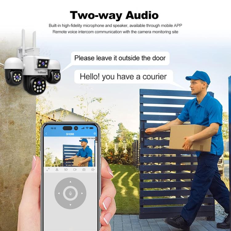 SriHome SH069 4-In-1 Quad Lens Wi-Fi Smart Security Camera, 3 x Pan/Tilt and 1 x Static Lens - Image 7