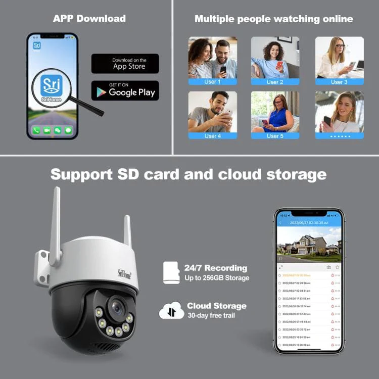 Srihome SH072 4K 8MP PTZ Security Camera | AI Auto-Tracking, Dual-Band WiFi & Full-Color Night Vision - Image 11