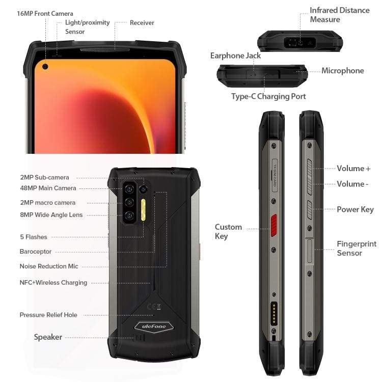 [TRADE-IN]  Ulefone Power Armor 13 13200mA Mega Battery Rugged, 6.81" FHD +Display, 8GB RAM + 256GB, 48MP Quad Camera, IR Rangefinder, 20W Fast Charger, Wireless Charge - Image 19