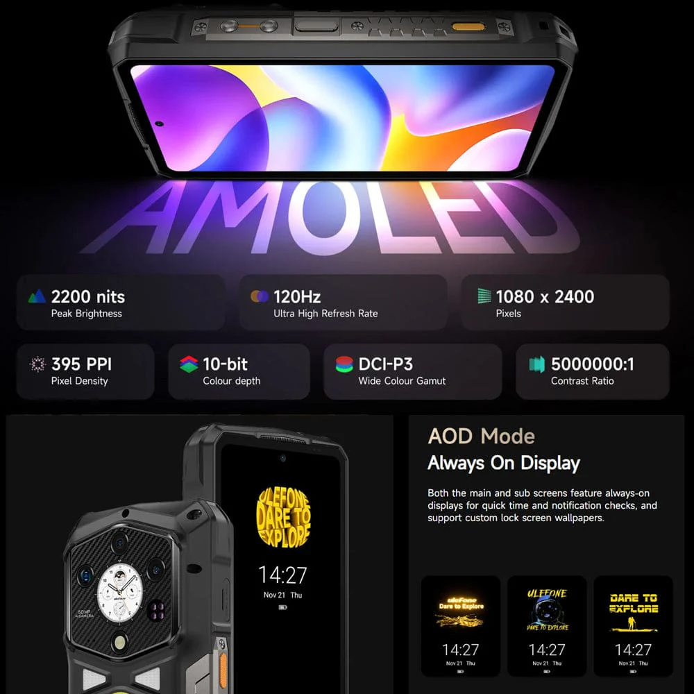 Ulefone Armor 29 Pro 5G Rugged | 6.67" AMOLED Display | 16GB+512GB | 21200mAh Battery | Emergency Light - Image 4