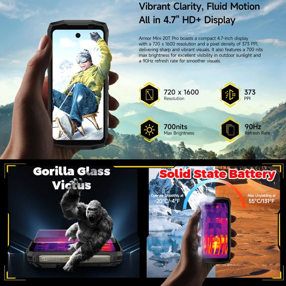 Ulefone Armor Mini 20T Pro 5G, FLIR Thermal Camera, 8GB RAM+256GB, 4.7" Display - Image 11