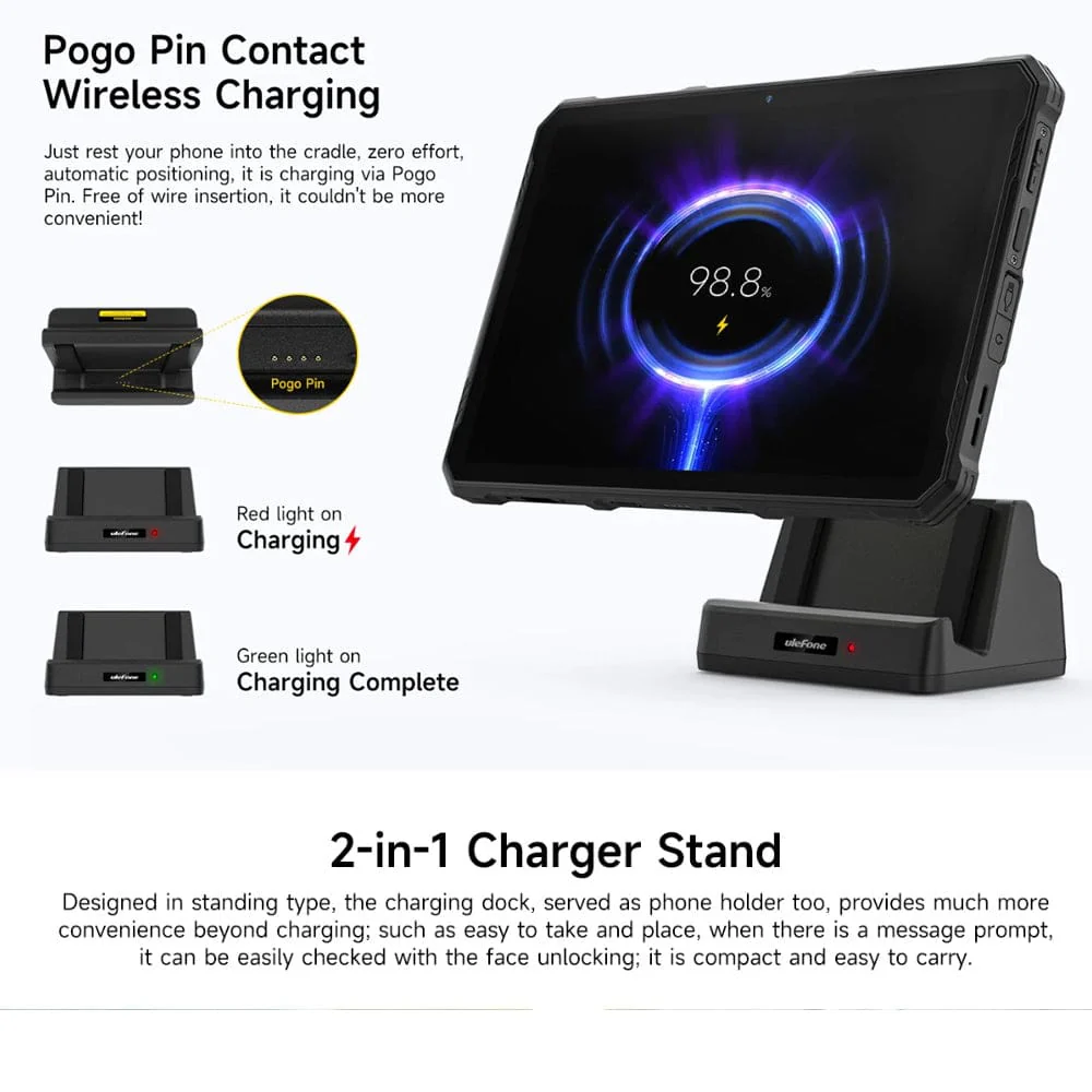 Ulefone Armor Pad 4 Tablet 10W Charging Dock, Tablet Stand - Image 3