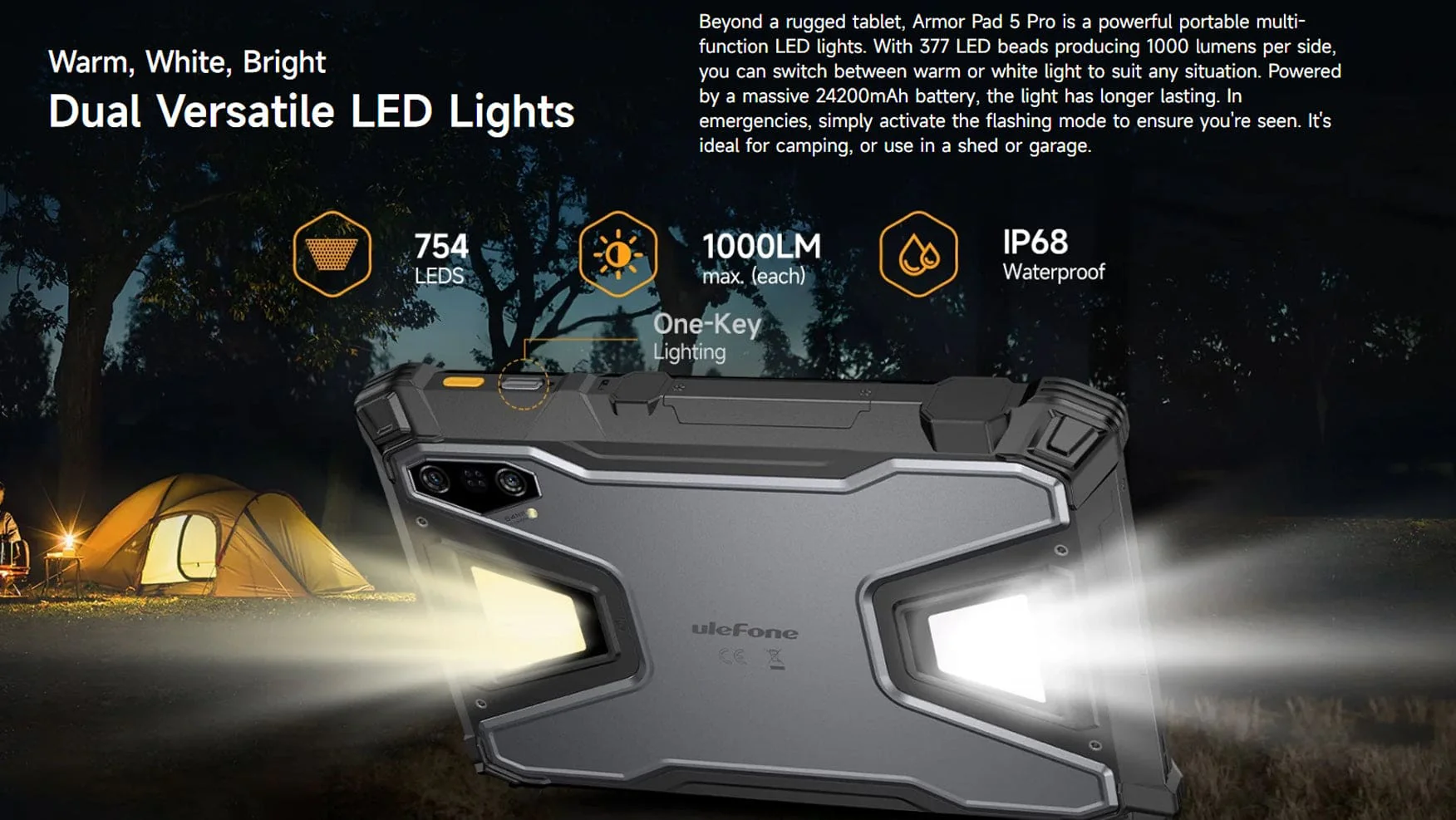 Ulefone Armor Pad 5 Pro 5G Rugged Tablet | 12GB+512GB | 24200mAh Battery | Camping Lights - Image 6