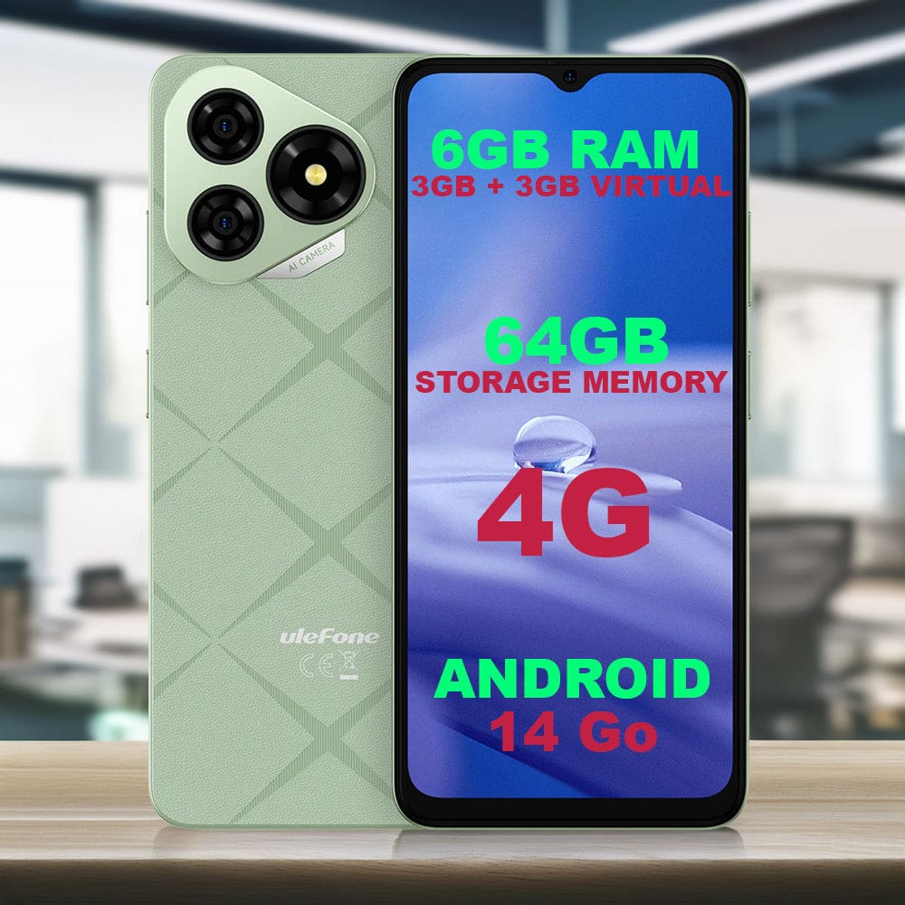 Ulefone Note 19 4G Phone, 3GB RAM (+3GB virtual RAM)+64GB Storage, 6.56" Display, 5000mAh Battery