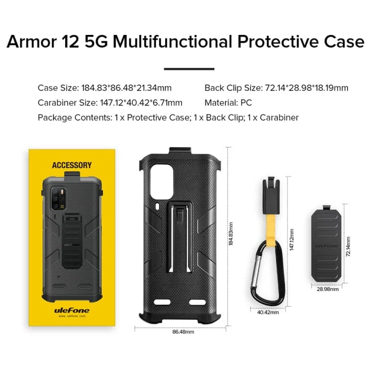 Ulefone Armor 12 5G / 12S Rugged Cover + Quick Clip/Carabiner - Image 6