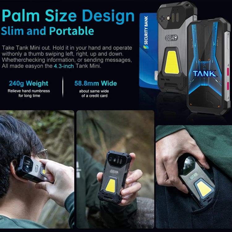 Unihertz 8849 Tank Mini Rugged, 4.3" Display, 12GB+256GB, 5800mAh Battery, 100MP Camera, Camping Lights - Image 9