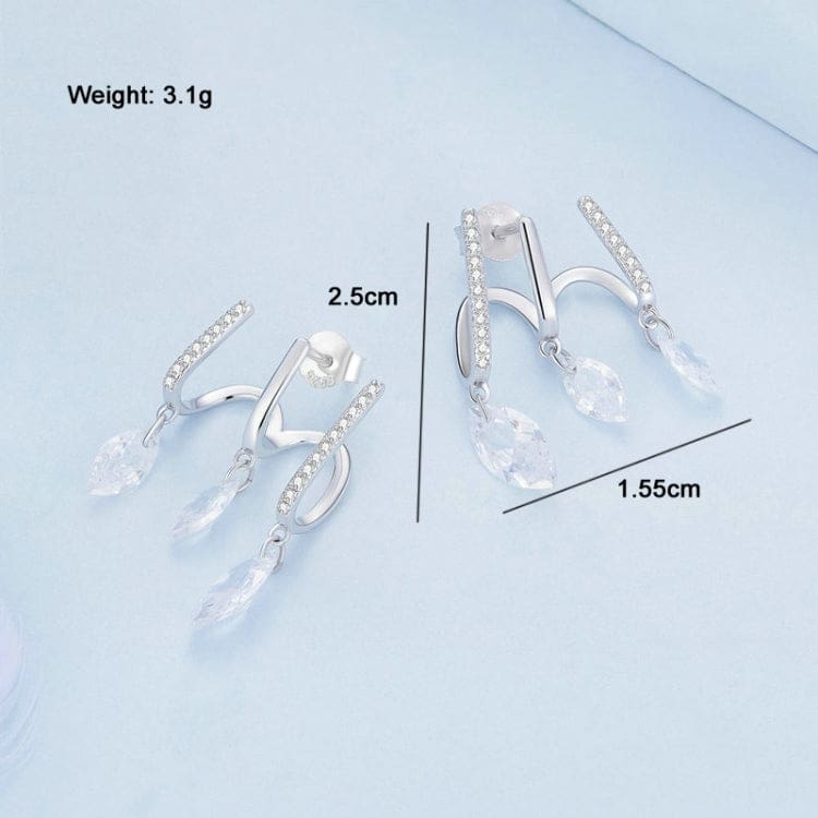 V Jewellery - S925 Sterling Silver Lobe Tassel Earrings, White Gold Plated, E738 - Image 4