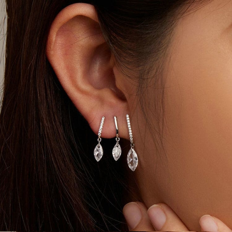 V Jewellery - S925 Sterling Silver Lobe Tassel Earrings, White Gold Plated, E738 - Image 5