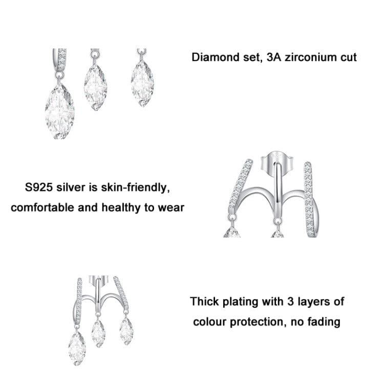 V Jewellery - S925 Sterling Silver Lobe Tassel Earrings, White Gold Plated, E738 - Image 6