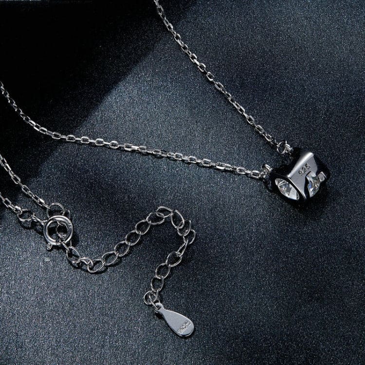 V Jewellery - S925 Sterling Silver Moissanite Stone Dual Link Necklace, 6.5mm 1.0ct Stone, MSN005 - Image 4