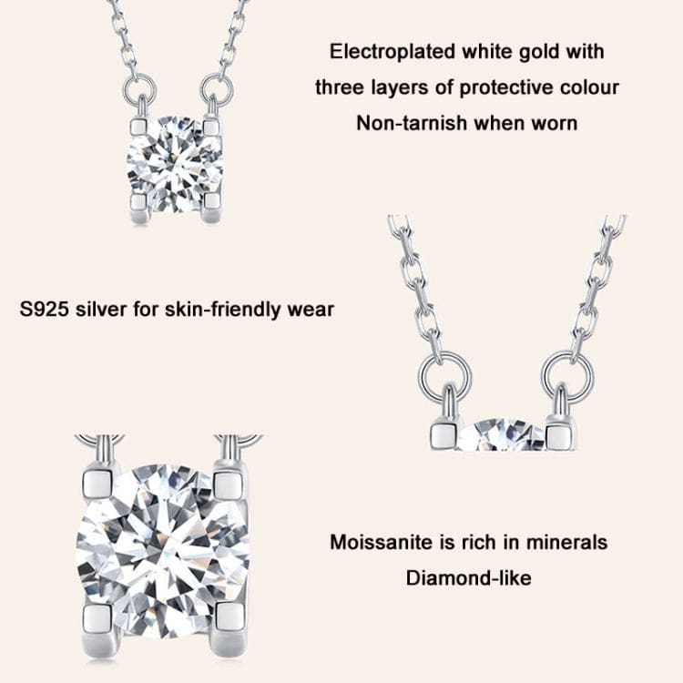 V Jewellery - S925 Sterling Silver Moissanite Stone Dual Link Necklace, 6.5mm 1.0ct Stone, MSN005 - Image 5