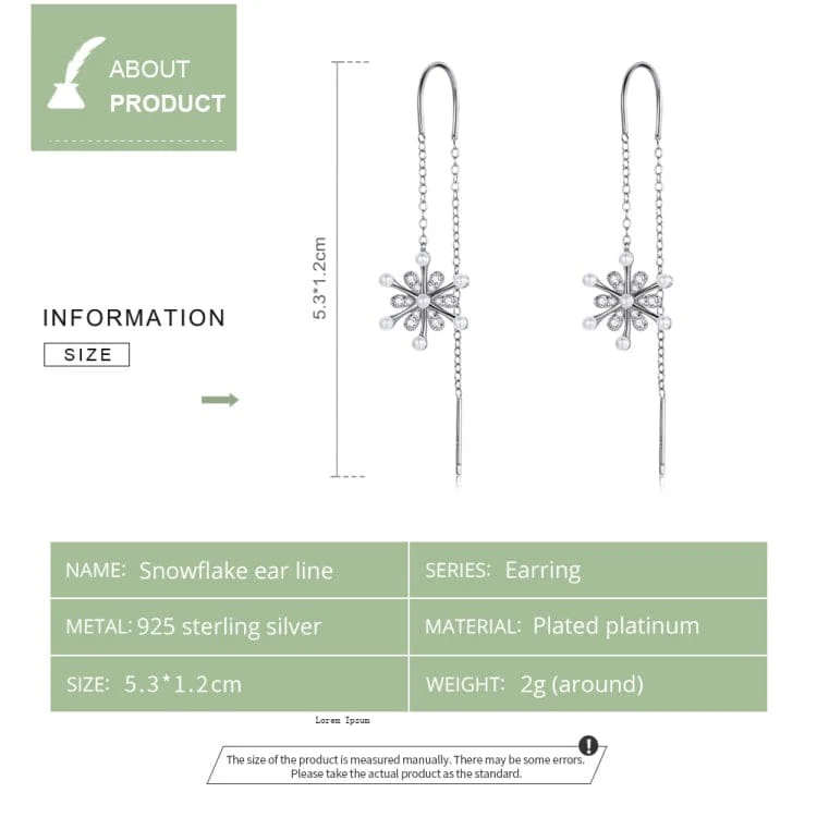 V Jewellery - S925 Sterling Silver Snowflake Chain Hook Earrings, E1305 - Image 4