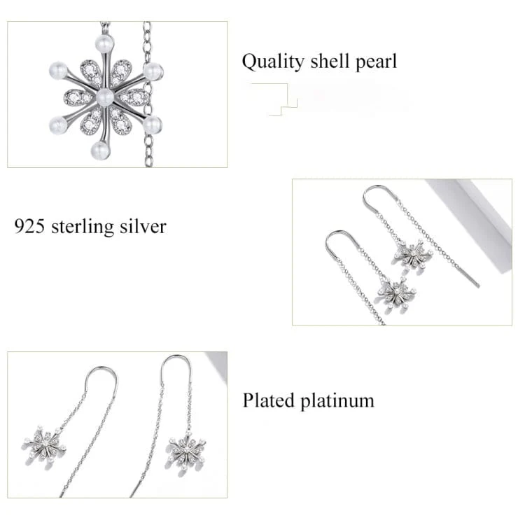 V Jewellery - S925 Sterling Silver Snowflake Chain Hook Earrings, E1305 - Image 5