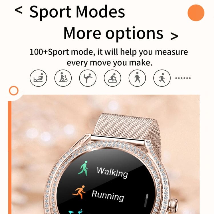 V66 Womens Smart Watch, Fitness Tracker, 1.28in AMOLED Display, Sports Modes, Music Control, Alarms, Notifications - Image 10