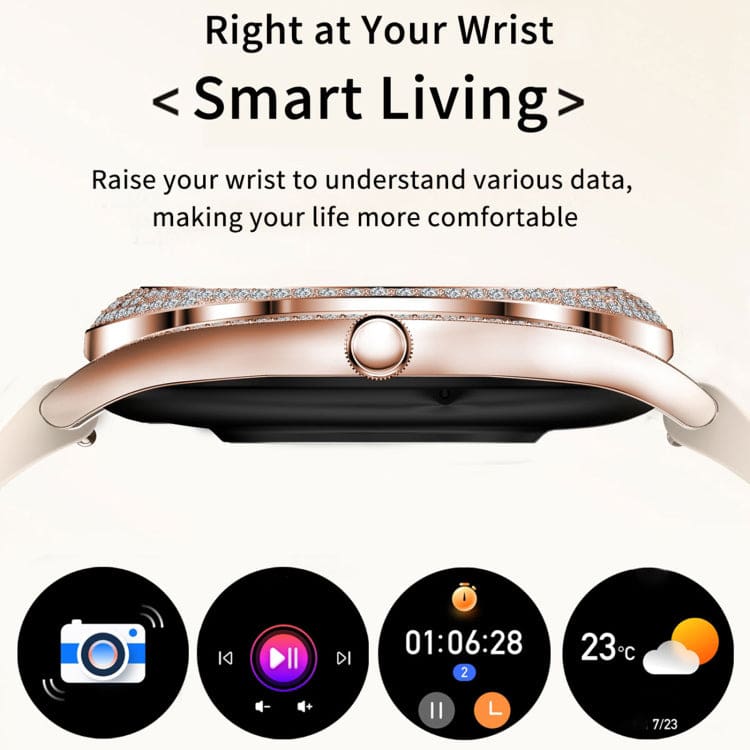 V66 Womens Smart Watch, Fitness Tracker, 1.28in AMOLED Display, Sports Modes, Music Control, Alarms, Notifications - Image 6