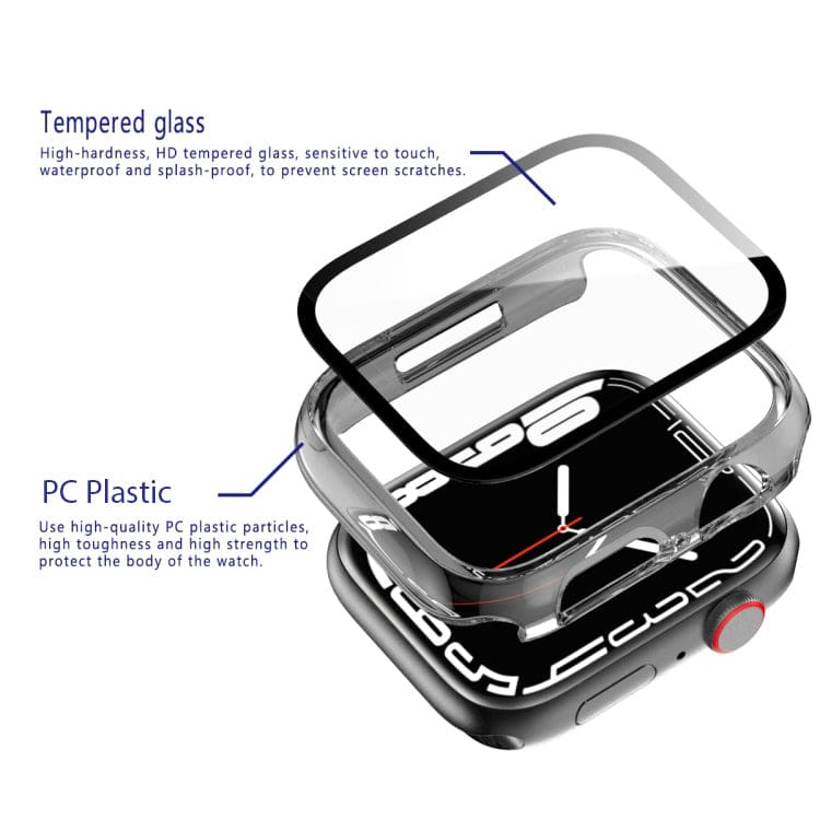 Apple Watch Series 7 / 8 / 9 45mm Cover with Tempered Glass Screen Protector - Image 3