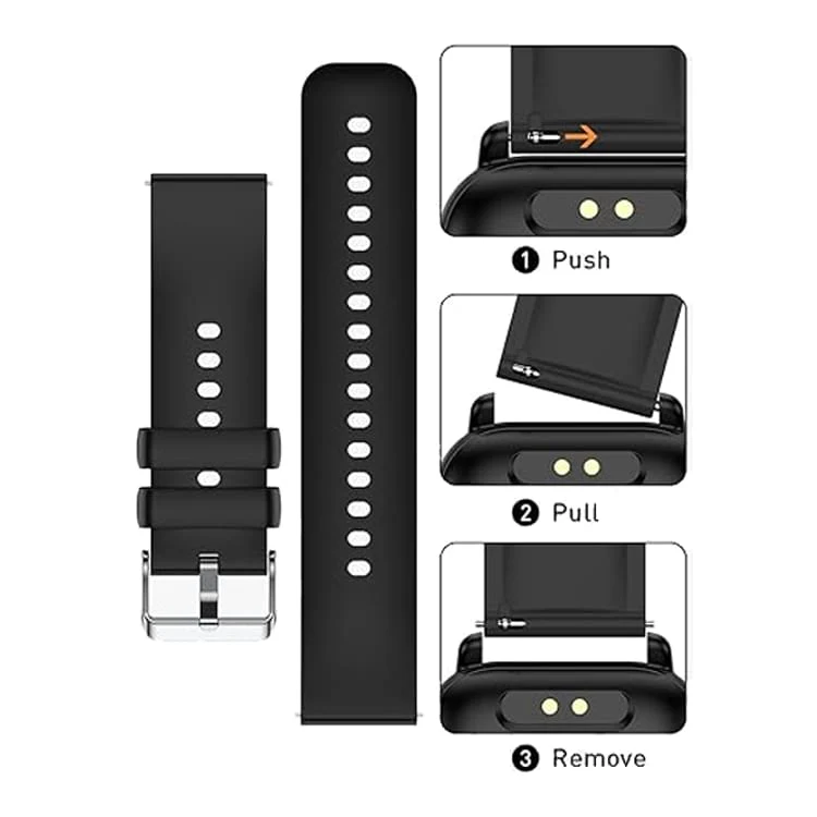 Watch Strap Replacement, 22mm Width , Silicone, Stainless Steel Buckle, Anti-Sweat - Image 4
