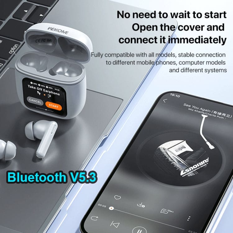 WeKome S12 Wireless Earphones with Smart Screen Charging Case, Auto Connect - Image 6