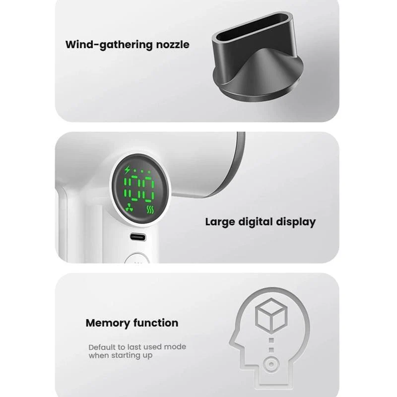 Cordless Hair Dryer With 30,000 RPM High-Speed Motor, Warm/Cold Air, 15600mAh Battery - Image 7