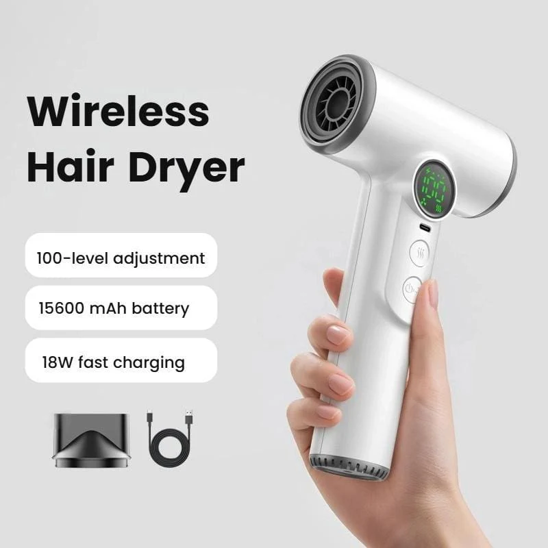 Cordless Hair Dryer With 30,000 RPM High-Speed Motor, Warm/Cold Air, 15600mAh Battery - Image 9