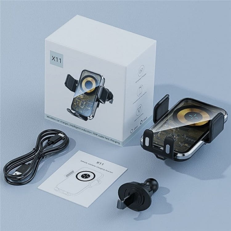 X11 15W Car Wireless Phone Charger/Mount, Auto-Clamping, Vent Mount, Super Capacitor - Image 8