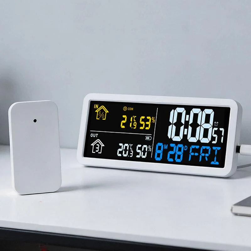 YD204 Digital Bedside/Desk Alarm Clock with Wireless Outdoor Sensor and Environment Monitor