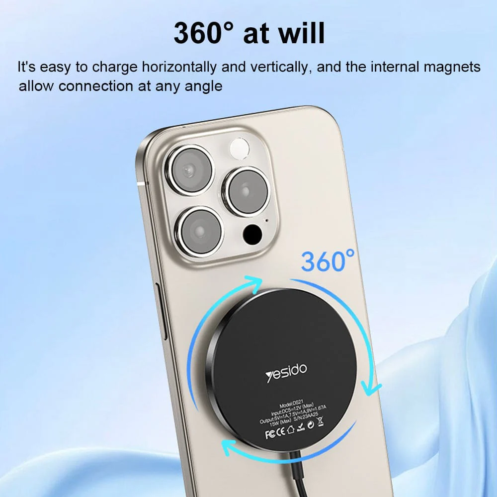 Yesido DS21 Magnetic Wireless Charging Pad - 15W Fast Wireless Charge - Image 4