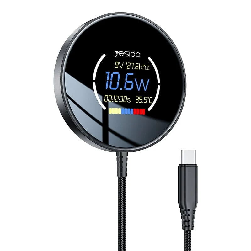 Yesido DS28 15W Magnetic Wireless Charger, LED Charging Speed Display