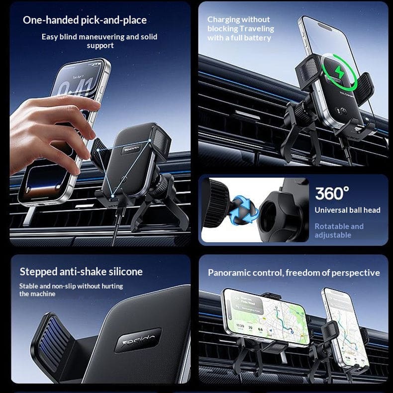Yesido C318 15W Wireless Charging Mount | 15W Fast Charge Clamping Holder - Image 6
