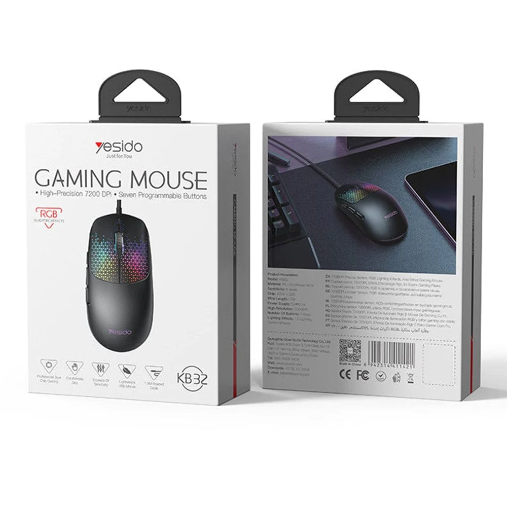 Yesido KB32 Lightweight Gaming Mouse – USB Wired | RGB | 7200 DPI - Image 11
