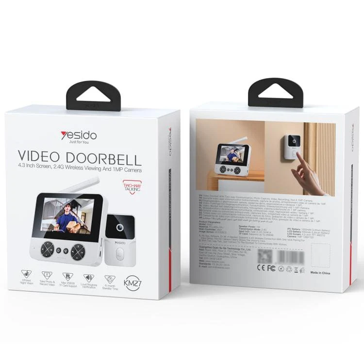 Yesido KM27 | Wireless Video Intercom Doorbell with 4.3-inch HD Display and Night Vision Camera - Image 13