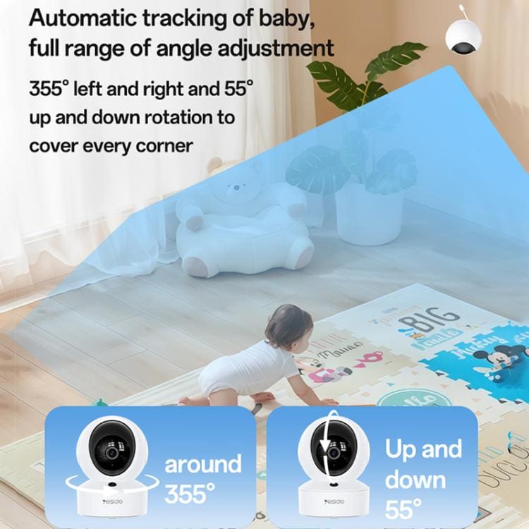 Yesido KM28 Smart 5-inch HD WiFi Baby Monitor with Crying/Motion Detection, Phone App, Secure Night Vision, and Two-Way Intercom - Image 11