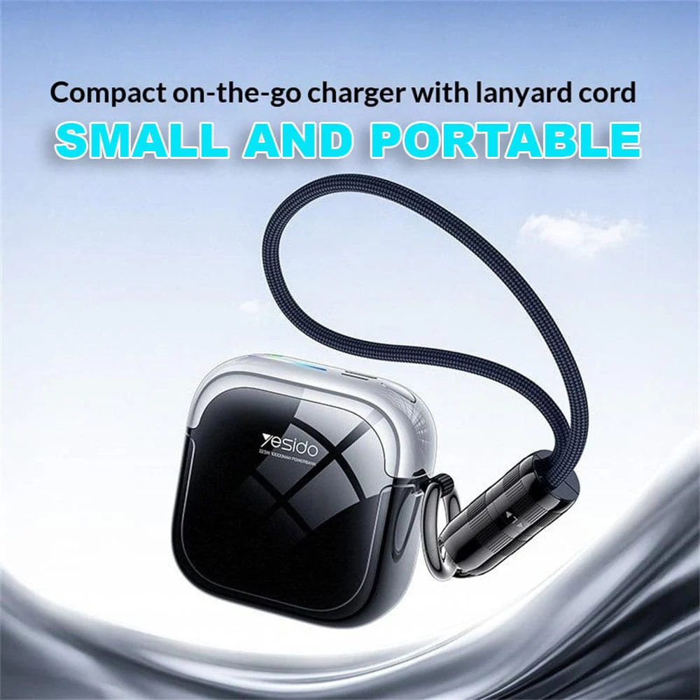 Yesido MH158 10,000mAh Power Bank with Built-in Cables | 20W PD Fast Charging Portable Charger - Image 4