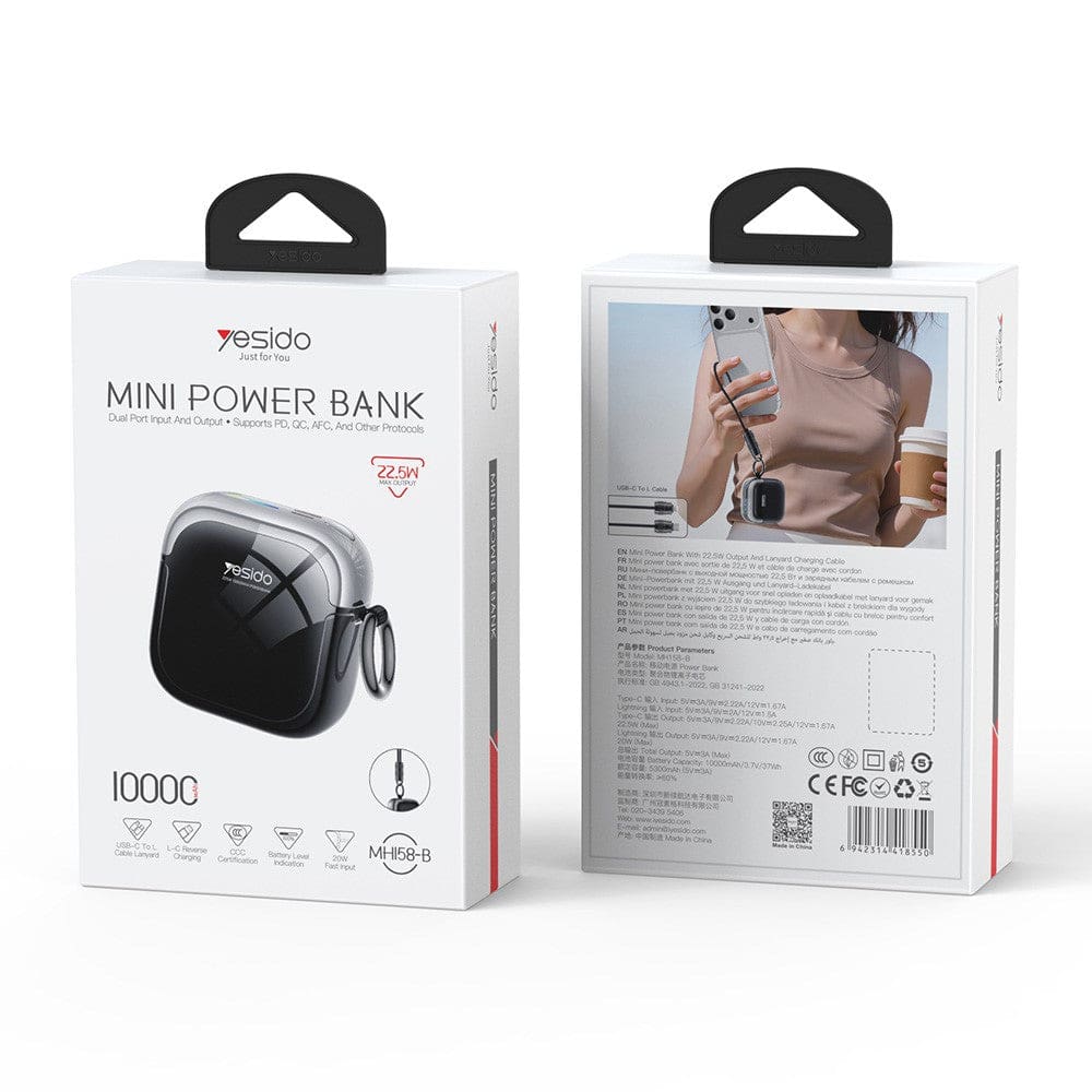 Yesido MH158 10,000mAh Power Bank with Built-in Cables | 20W PD Fast Charging Portable Charger - Image 9