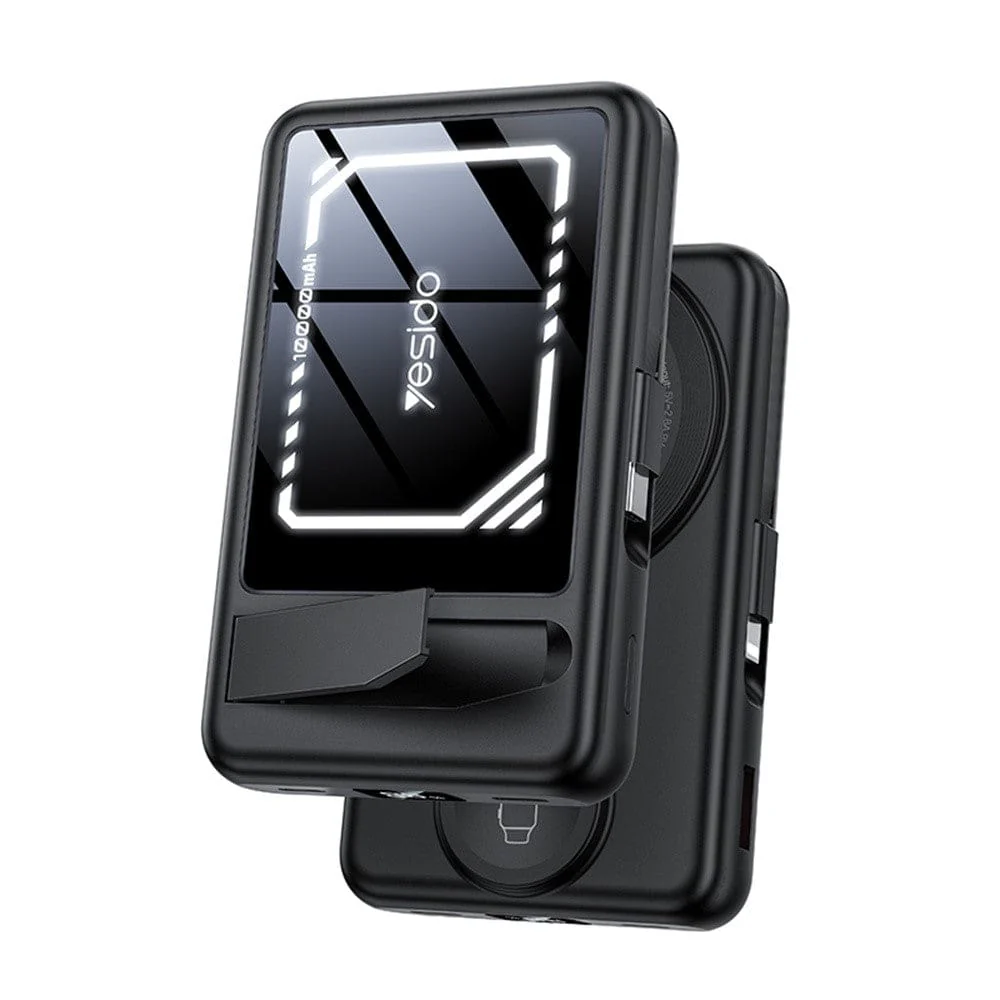 Yesido YP79 10000mAh Power Bank | Built-In Cable | Magnetic Wireless Charging | Kickstand
