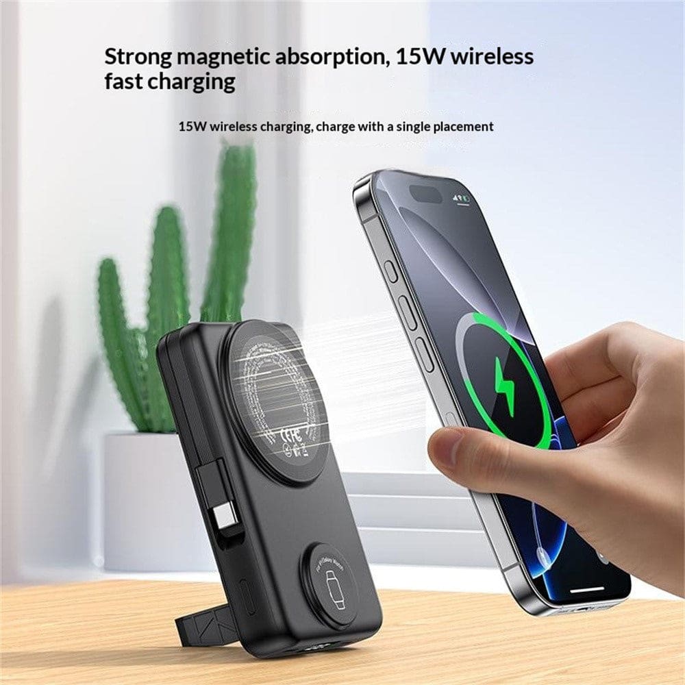 Yesido YP79 10000mAh Power Bank | Built-In Cable | Magnetic Wireless Charging | Kickstand - Image 5