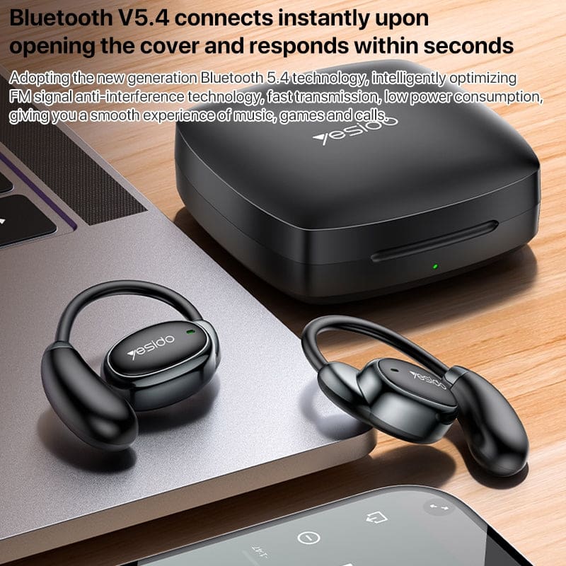 Yesido YSP19 Open-Ear BT 5.4 Sport Earphones, Secure Ear-Hook Fit, 6-Hour Playtime with 400mAh Charging Case - Image 9