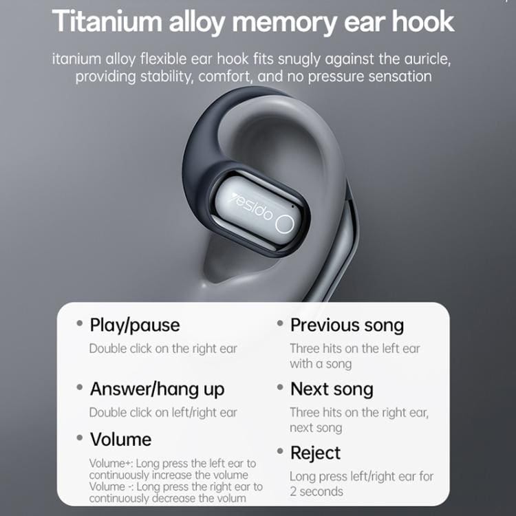Yesido YSP26 OWS Open Ear Earphones | ENC Noise Reduction Hook Headset with LCD Screen - Image 6