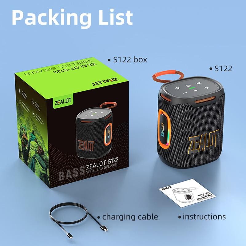 Zealot S122 25W Bluetooth Speaker, LED Lights, 6000mAh Rechargeable Battery - Image 11