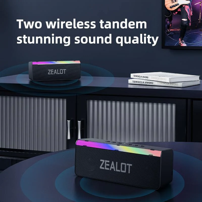 Zealot S72 20W Bluetooth Speaker, LED Light Bar, 3000mAh Rechargeable Battery - Image 8