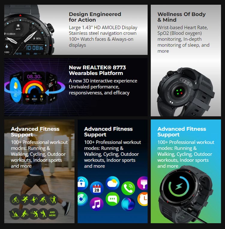 Zeblaze Ares 3 Plus Smart Watch + Fitness Tracker, 1.43" AMOLED Display - Image 2