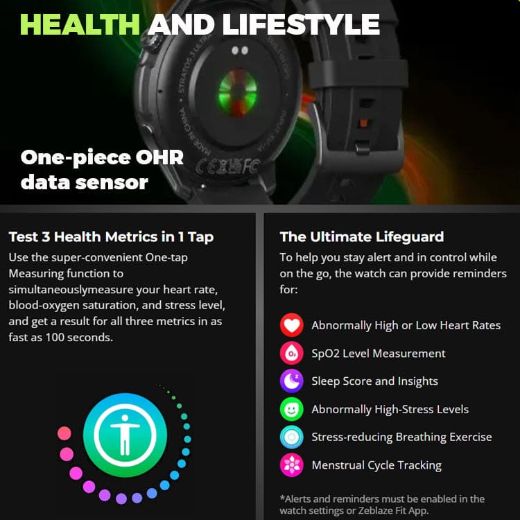 Zeblaze Stratos 3 Ultra Rugged Smart Watch, 1.43in AMOLED Display, 5ATM, Bluetooth Voice Calls - Image 10
