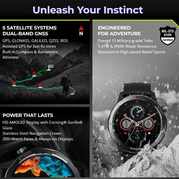 Zeblaze Stratos 3 Ultra Rugged Smart Watch, 1.43in AMOLED Display, 5ATM, Bluetooth Voice Calls - Image 3
