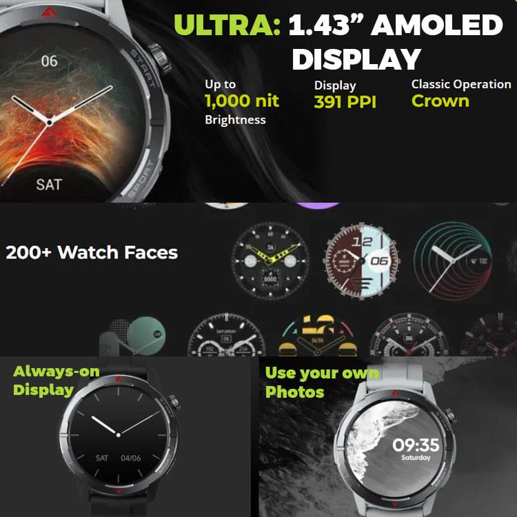 Zeblaze Stratos 3 Ultra Rugged Smart Watch, 1.43in AMOLED Display, 5ATM, Bluetooth Voice Calls - Image 6