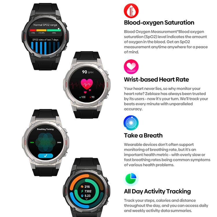 Zeblaze Vibe 7 Pro Rugged Smart Watch, 1.43" AMOLED Display, BT Voice Calls, 100+ Sports Modes - Image 9