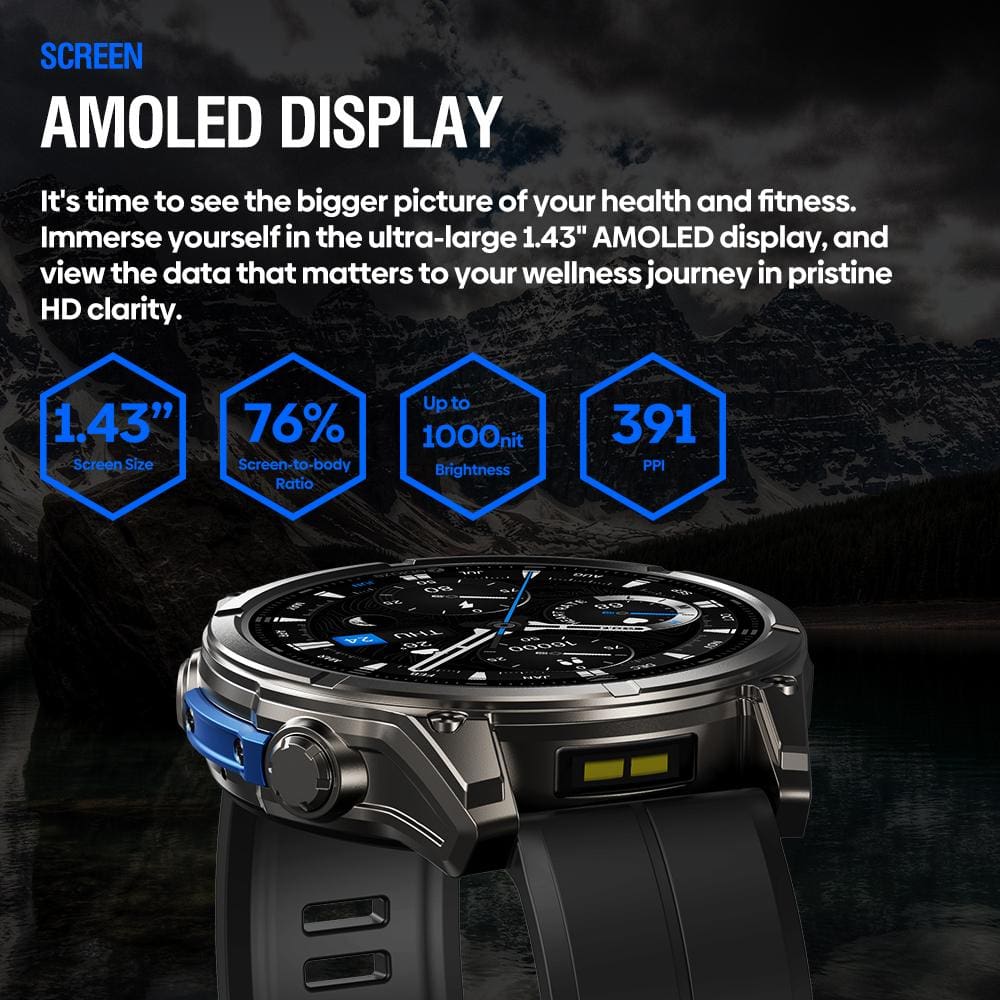 Zeblaze Vibe 8 Rugged Outdoor Smart Watch | 1.43" AMOLED |Built-in Flashlight | 5ATM | IP69K - Image 11