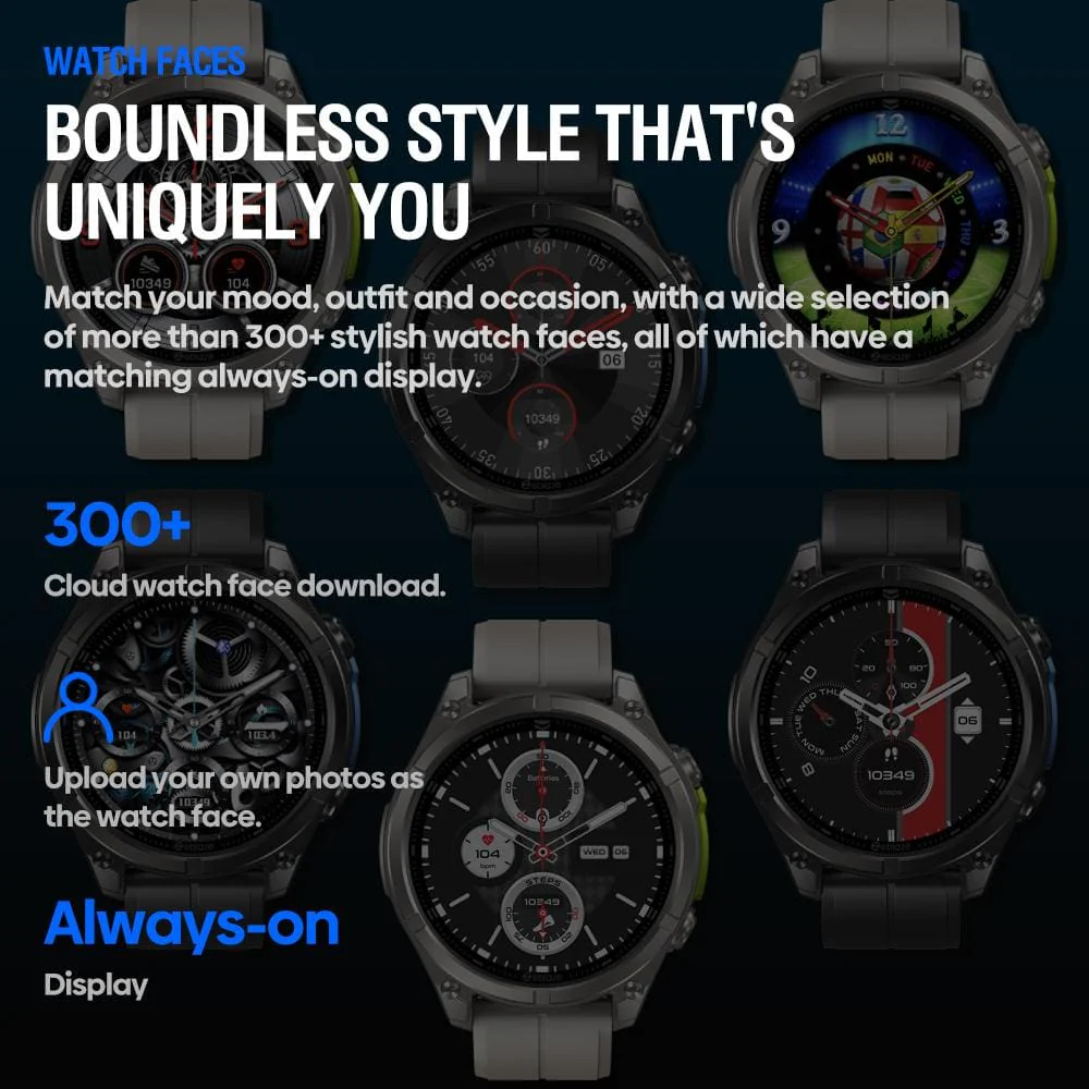 Zeblaze Vibe 8 Rugged Outdoor Smart Watch | 1.43" AMOLED |Built-in Flashlight | 5ATM | IP69K - Image 12