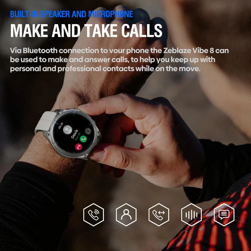 Zeblaze Vibe 8 Rugged Outdoor Smart Watch | 1.43" AMOLED |Built-in Flashlight | 5ATM | IP69K - Image 13